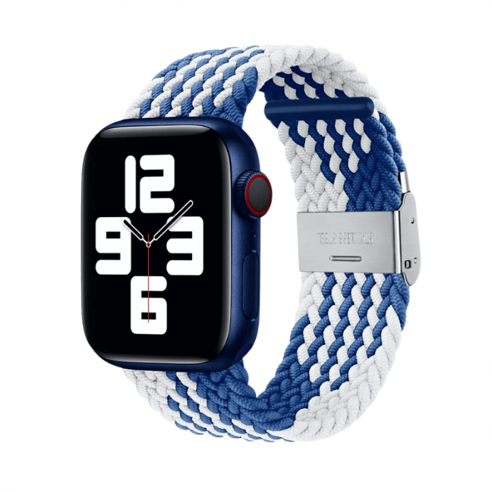 Curea Apple Watch Braided Loop Blue white Z 45 44 42mm
